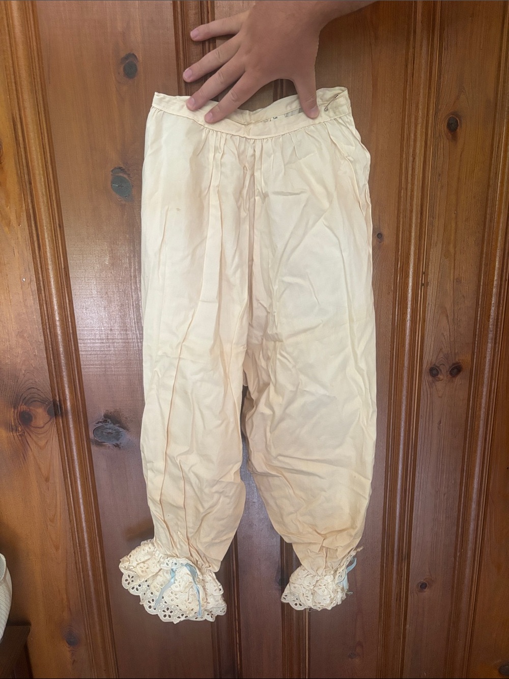 OLD ANTIQUE RETRO Cream Kids Lace-Trim Cotton Bloomers